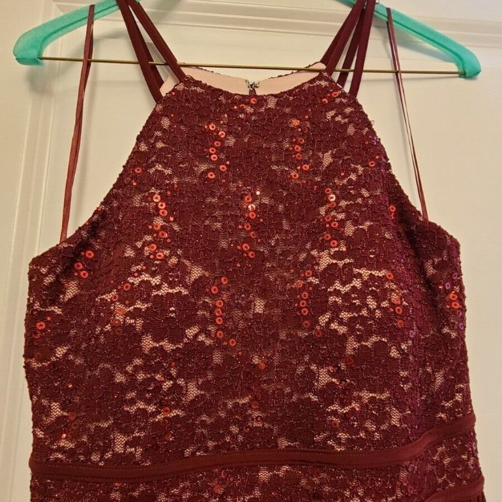 Macy halter floral lace with sequins top - long skirt dress